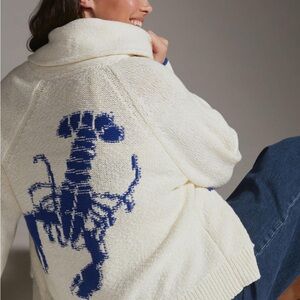 Women's Cream and Blue Sweater with 🦞